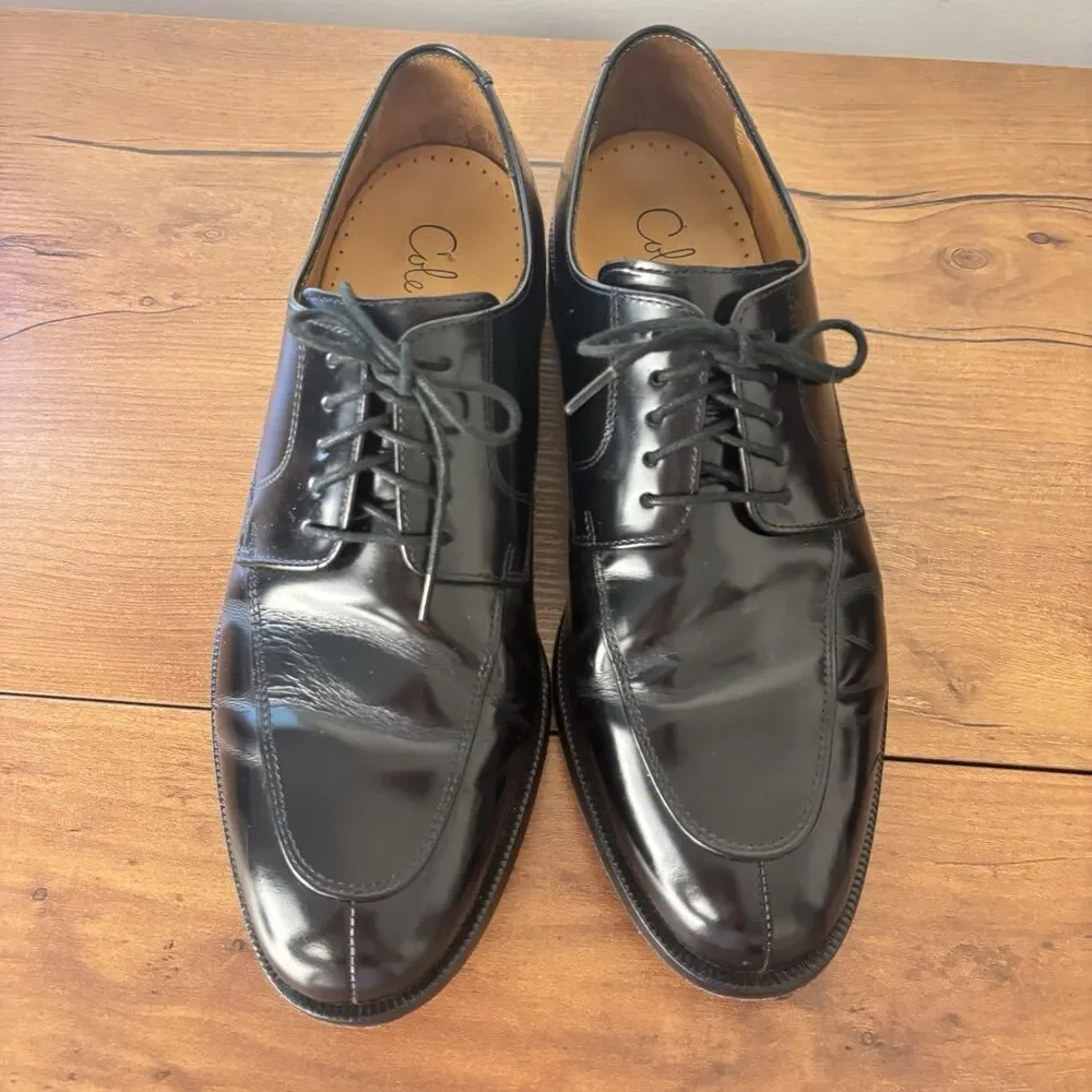 Cole Haan Men's Size 9.5 M Cassady Split Toe Oxford Black Leather Shoes C07603